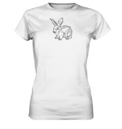 Poly Hase als Print auf der Brust - weißes Bunny auf weißem Shirt