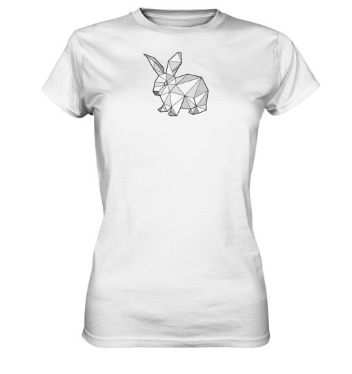 Poly Hase als Print auf der Brust - weißes Bunny auf weißem Shirt