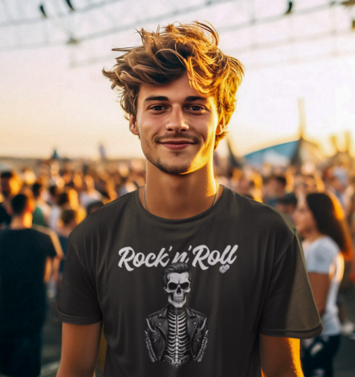 Rock'n'Roll oder Rockabilly - cooles schwarzen Shirt mit weißem Print